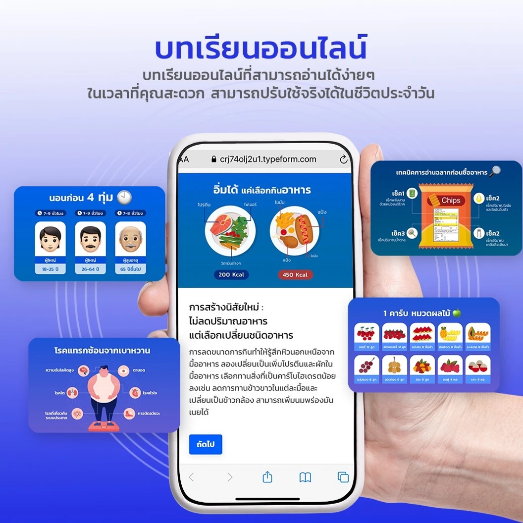 คอร์สลดน้ำหนักออนไลน์ แบบไม่ต้องออกกำลังกาย ไม่ใช้ยา ระยะเวลา 1 เดือน