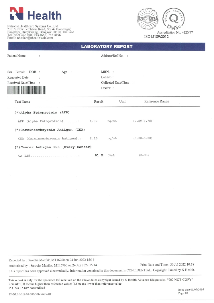 ตรวจเลือดหาสารบ่งชี้มะเร็ง 3 ชนิด สำหรับผู้หญิง