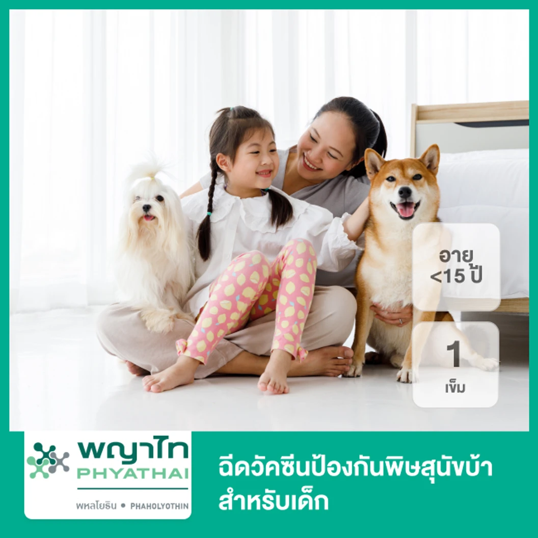 ฉีดวัคซีนป้องกันพิษสุนัขบ้าก่อนสัมผัสเชื้อ 1 เข็ม สำหรับเด็กอายุต่ำกว่า 15 ปี