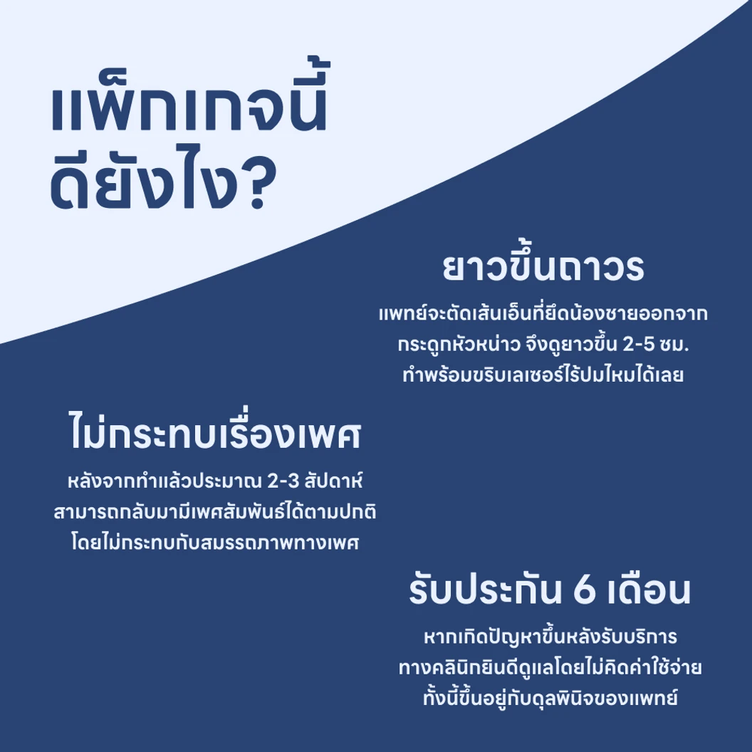 ผ่าตัดเพิ่มความยาวอวัยวะเพศชาย แบบไม่มีแผลหัวหน่าว