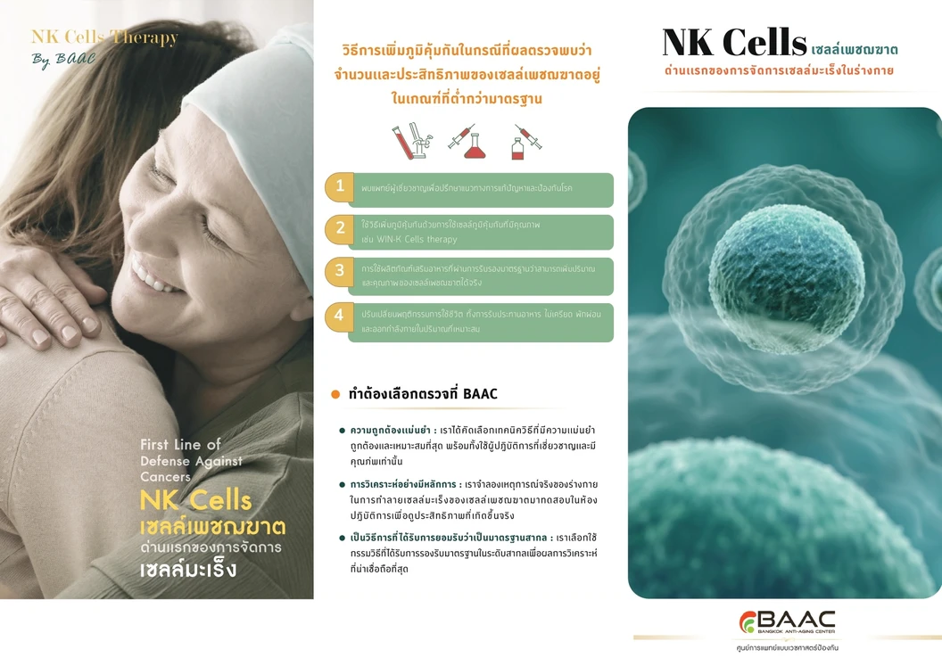 ตรวจคัดกรองความเสี่ยงมะเร็งและภูมิคุ้มกันร่างกาย NK Cell Count และ NK Activity