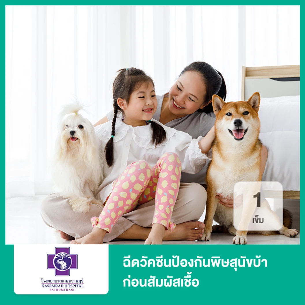 ฉีดวัคซีนป้องกันโรคพิษสุนัขบ้าก่อนสัมผัสเชื้อ 1 เข็ม (ทุกช่วงวัย)