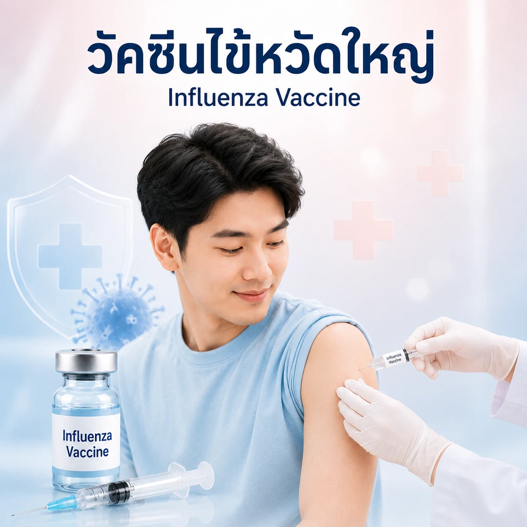 ฉีดวัคซีนป้องกันไข้หวัดใหญ่ 2026 4 สายพันธุ์ 1 เข็ม (15-65 ปี)