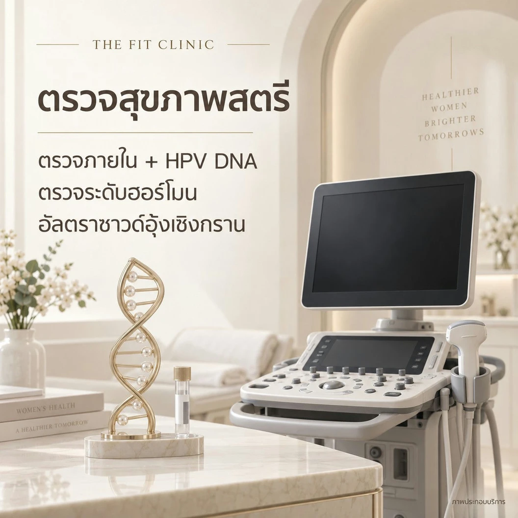 ตรวจภายใน + ตรวจหาเชื้อ HPV DNA + ตรวจดูระดับฮอร์โมน + อัลตราซาวด์อุ้งเชิงกราน