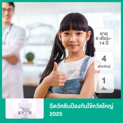 ฉีดวัคซีนป้องกันไข้หวัดใหญ่ 2025 4 สายพันธุ์ 1 เข็ม (6 เดือน-14 ปี)