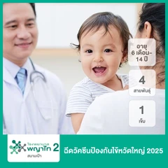 ฉีดวัคซีนป้องกันไข้หวัดใหญ่ 2025 4 สายพันธุ์ 1 เข็ม (6 เดือน-14 ปี)