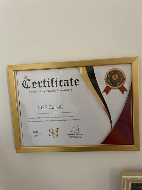 Lise Clinic certificate 3