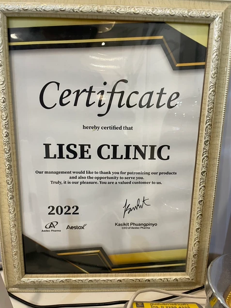 Lise Clinic certificate 5