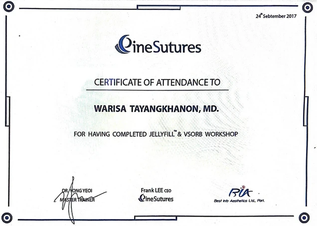 Dozo Clinic certificate 0