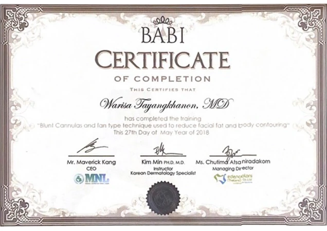 Dozo Clinic certificate 8