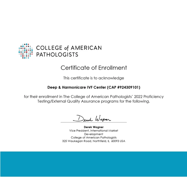 Deep & Harmonicare IVF Center certificate 1