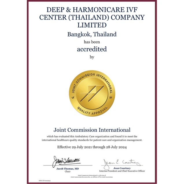 Deep & Harmonicare IVF Center certificate 3