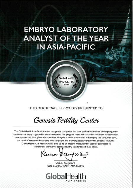 Genesis Fertility Center (จีเอฟซี พระราม ๙ คลินิกเฉพาะทางด้านเวชกรรมสูติศาสตร์-นรีเวชวิทยา) certificate 0